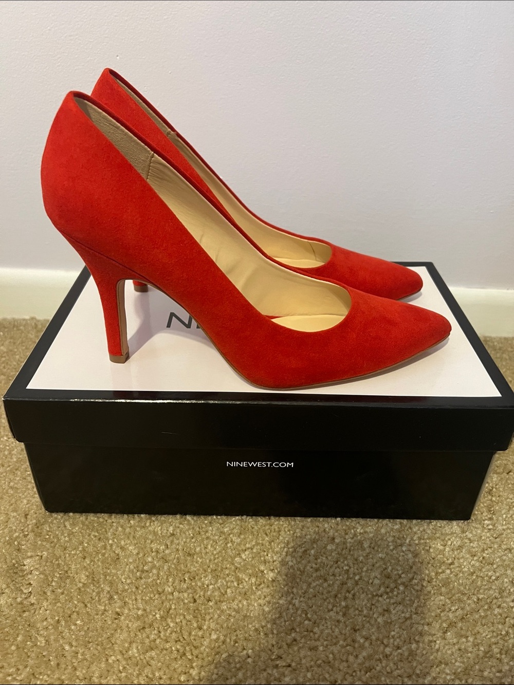 Nine West Red Suede Pointed Pumps